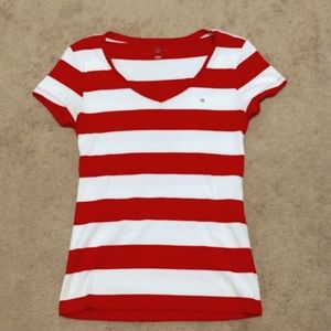 Tommy Hilfiger Red Striped V-neck